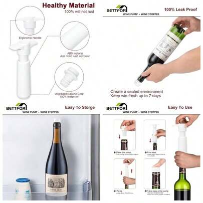 Wine Saver Pump With 4 Vacuum Wine Stoppers, Wine Bottle Stoppers With  Silicone Leak Proof Keep Suitable All Standard Wine Bottles
