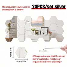 12/24/48pcs 3D Geometric Hexagon Acrylic Mirror Wall Stickers, Removable Decorative Mirrors, Hexagon Art Decor, For Home Decor, Stickers, Wall Decor, Self-Adhesive & Reusable, Shiny Feature, Glossy, For Home Decor, Room Makeover, Modern Home Decor, Renew Your Home, Rama Decor Sticker Gift Birthday Graduation Wall Decor Room Decor Wall Mirror Bathroom Decor Living Room Decor Bedroom Decor Kitchen Decor
