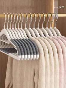 10个防滑衣架，重型耐用衣架，适用于家庭衣物晾晒和收纳整理，适用于卧室、浴室、家庭场所 - 彩色 - 查看 5