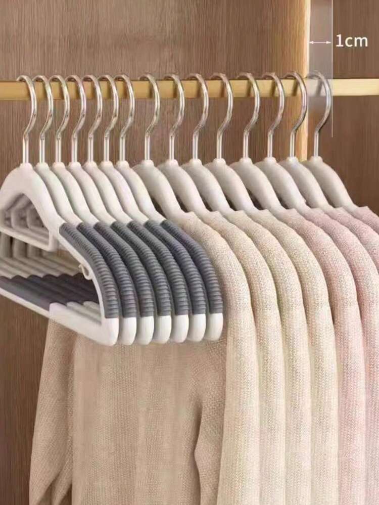 10pcs Non-Slip Clothes Hangers, Heavy Duty Durable Hangers For Home Clothing Drying And Storage Organization, Suitable For Bedroom, Bathroom, Household - Multicolor - View 2