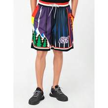 - Pantalones cortos deportivos de baloncesto para hombre, malla para gimnasio, deportes, entrenamiento, cordn, estilo retro, casual, moda, con bolsillos. - Azul + 2XL - Ver 3