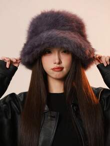 Chapéu de balde feminino fofo, leve, respirável, casual, simples, versátil, outono/inverno, quente para áreas externas, unissex, adequado para uso diário - cor sólida - Ver 3