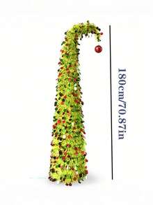 6/5英寸可折叠可伸缩金属丝弯颈圣诞树，绿色，圆形金属丝树装饰（不含灯）圣诞装饰 家居圣诞礼物 圣诞装饰品