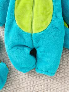 Autumn/Winter Baby Boy Fleece Jumpsuit Set, Cute Blue Monster Jumpsuit With Footies, Warm Newborn For Outdoor - Blue - View 7