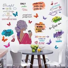 Inspirational Peel And Stick Vinyl Wall Decals - Multicolor Paint Splatter Splotches Stickers Walls - Motivational Saying Positive Quotes