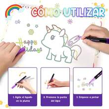 48 Colores Marcadores Acrílicos de Doble Línea, Bolígrafos Metálicos para Plumones - Sirena-24 piezas - Ver 7