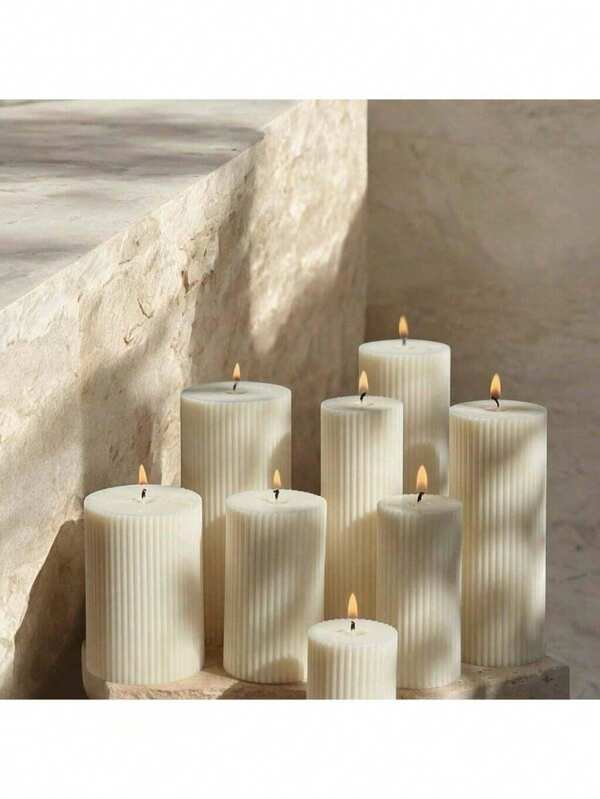 1 pieza Velas decorativas con rayas de estilo nórdico, velas aromáticas cilíndricas de alta gama con estilo retro, velas decorativas para bodas, velas para crear una atmósfera romántica, velas decorativas, decoraciones de candelabros para el hogar, velas para bodas, velas aromáticas, regalos para mujeres