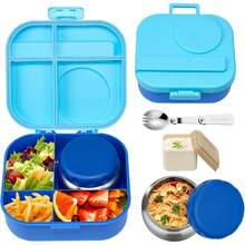 Lunch Box Kids With 12oz Soup Thermo,4 Compartments Lunch Box Containers Kids, Includes Foldable Spoon &Sauce Jar, BPA&Leak Proof,Insulated Food Jar Travel,School,Picnic Halloween Man Women Kids
