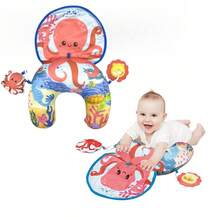 Infant Tummy Time U-Shaped Learning Pillow, Featuring Colorful Cartoon Animal & Nature Designs - Soft Polyester Infant Activity Seat For Motor Skill Development Interactive Sensory Play, Baby Play Mat, Playful Character Design, Durable Baby Toy, Christmas & Halloween Gift