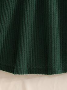 coviviky Set de 2 piezas de vestido de punto texturizado para niña - Camisa blanca con cuello de volantes + Falda de tirantes con lazo de botón verde oscuro, estilo escolar vintage