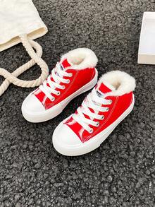 Zapatos de lona blancos, zapatillas deportivas de media caña, zapatos de lona para niños, zapatos de estilo coreano sencillo para niños/niñas en primavera/otoño, zapatos deportivos de moda de cordones de caña baja, zapatos clásicos de lona de caña alta, zapatos casuales de skate para niños