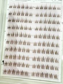 120 件焦糖棕色无茎向日葵无胶假睫毛，透明自然分段自粘 C 型卷睫毛 - C - 查看 8