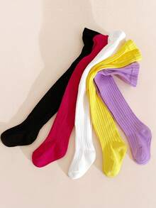 Set de 5 pares de medias de niña con rayas verticales de colores, uso versátil, estilo personalizado, colores de caramelo - Multicolor - Ver 12