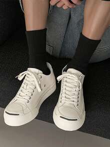 Teens' Canvas Shoes, Niche Couple Casual Sneakers, Unisex Low-Top Vulcanized Thick-Sole Canvas Shoes