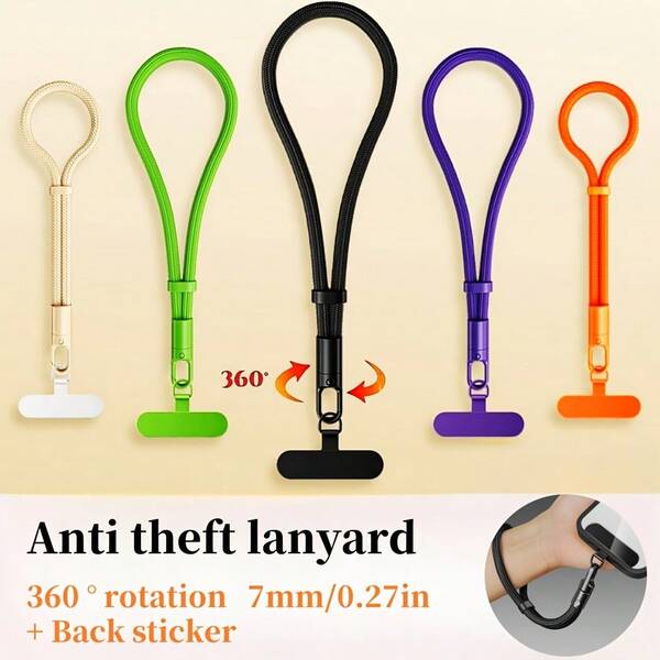 1pc Premium Anti-Theft Phone Lanyard, Wrist Strap, 360° Rotatable, Adjustable Locking Clasp, Durable, Multi-Color Options