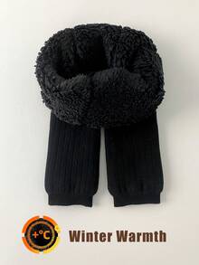 1 Pair Baby Toddler Leggings Girls' Thickened Tights, Kids Tights Warm For Winter, In Simple Black, White And Gray, Suitable For Outdoor Wear.