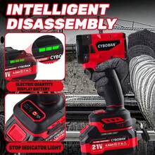 أداة كهربائية CYBOBAN، مفتاح ربط كهربائي لاسلكي 1/2.21 فولت، عزم دوران عالي 350 نيوتن متر، مفتاح ربط كهربائي بدون فرشاة، بطارية ليثيوم 4.0 أمبير ساعة، فك الصواميل، بناء الحامل المرحلي، الصيانة المنزلية وأدوات أساسية أخرى، إضاءة LED دائرية، أكثر إشراقًا، ضبط تروس عالي ومنخفض، شاحن قياسي دولي، أفضل تكوين تحت نفس الآلة، منتج عالي الجودة، ملحقات مجانية، متوافق مع بطارية MT