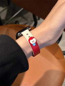 可爱皮革表带兼容 38/40/41/42/44/45/46/49 毫米，兼容 表带 Ultra/Se10/9/8/7/6/5/4/3/2/1 - 紅色 - 查看 6