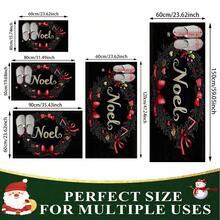 1 pièce Tapis de bain antidérapant avec motif de baies de houx et nœud de Noël, en matériau imitation cachemire, décoratif moelleux, convient pour la salle de bain, la porte, la cuisine et autres occasions, lavable en machine, décoration de Noël, peut être offert en cadeau