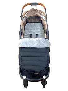 1pc Universal Stroller Foot Cover, Baby Sleeping Bag, Windproof Waterproof Fleece Lining, Suitable For Autumn/Winter Baby Travel - Black B - View 6