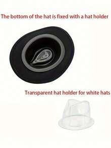 1 件男女通用小号卷边毡礼帽，爵士帽，配有腰带扣配件，适合万圣节、返校季、节假日等日常休闲穿着 - 藏蓝色 - 查看 9