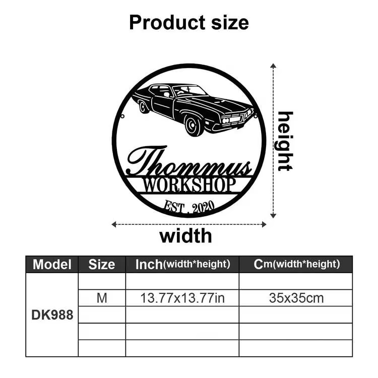 1件個性化車庫名稱牌－客製化工作坊名稱面板、客製化肌肉車標誌、客製化摩托車標誌、商業招牌、豪華汽車店招牌、金屬汽車標誌、車庫入口招牌、正門裝飾－送給爸爸的禮物、送給機械師丈夫的禮物－裝飾、居家裝飾、牆面裝飾、聖誕禮物用品 - 彩色 - 查看 52