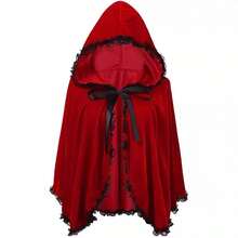 Capa con capucha de vampiro, chal con volantes, Caperucita Roja, apto para todo tipo de festivales, fiestas, disfraces de Halloween y Navidad