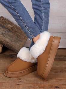 Furry Slippers, New Autumn/Winter Outdoor/Indoor Thick Sole Warm Boots,Snow Boots - Brown - View 5