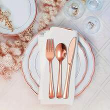 مجموعة أدوات المائدة بلون الذهب الوردي 150/75/50/30/25/15/10/2 قطعة، شوك السلطة وملاعق، مناسبة للكيك والحلويات والسلطات والبرغر، رائعة لحفلات عيد الميلاد والأعراس والمطاعم والحفلات المناسبات، ديكور عيد الميلاد وعيد الشكر والسنة الجديدة