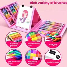 208 piezas/Set Combo de herramientas de pintura para estudiantes, incluye pinceles y bolígrafos de acuarela, lavables (patrones, accesorios y colores surtidos al azar, sin papel de dibujo incluido), set de pintura para principiantes, regalo de Navidad, vuelta al colegio, graduación, suministros de campus, recuerdo de fiesta en casa - Multicolor - Ver 4