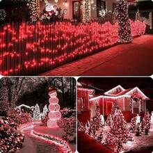 1 Pack 20/100/200 Solar Powered LED String Lights, Auto On/Off - IP54 High Quality Outdoor/Indoor Christmas Lights, 8 Lighting Modes (Flashing/Steady/Flowing/Party), Solar Panel Charging, Red & Green Fairy Lights, Suitable For Christmas Tree, Garden, Patio, Party Decor - Energy Efficient Solar String Lights, Solar Christmas Lights, Garden Lighting, Decorative Lighting, Holiday Decor, Holiday Lighting, Waterproof Lights, Home Decor, Garden (Warm, Colorful, White, Red, Green)