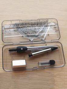 1 Set Compass Set, Includes Ruler, Automatic Pencil, Eraser, 7pcs Drawing Tools, Student Stationery, Suitable For Teaching And Student Drawing