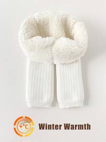 1 Pair Baby Toddler Leggings Girls' Thickened Tights, Kids Tights Warm For Winter, In Simple Black, White And Gray, Suitable For Outdoor Wear.