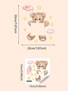 1pc Cartoon Bear, Star, Cloud Switch Sticker, Decorative Wall Decal For Kids Room, Bedroom