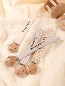 2 piezas Clip personalizado para chupete de bebé con estampado de lunares lindos, patrones personalizados para niños y niñas, clip universal para chupete de bebé, - Multicolor - Ver 4