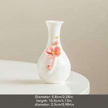 1 pieza Jarrón de flores pequeño minimalista hecho a mano de cerámica, jarrón de porcelana blanca de Dehua, decoración artística para el hogar, accesorio de escritorio de oficina, decoración moderna blanca para el hogar, decoración de habitación, jarrón de vidrio