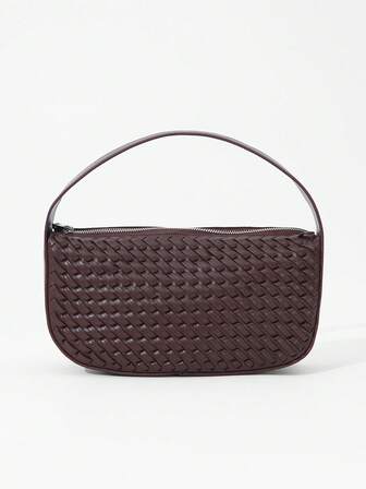 Fashion New Style Women's PU Woven Handbag Retro Underarm Bag Saddle Bag Crescent Bag Women's Handbag New Style Women's Bag