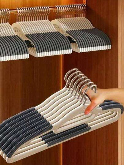 20 pezzi/10 pezzi/1 pezzo Grucce in plastica di alta qualità con protezione per le spalle, design spesso per asciugatura ed organizzazione efficiente per casa e ufficio, grucce sottili e versatili antiscivolo per indumenti bagnati e asciutti