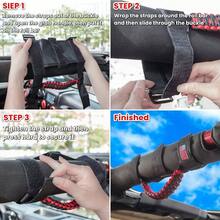 Asas de agarre con barra enrollable+ asa de agarre para YJ TJ JK JKU JL JLU Sport Sahara Freedom Rubicon Unlimited X Gladiator JT 1955 - 2022 UTV ATV Premium Paracord Bandera de Estados - Rojo - - Ver 7