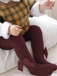 1 szt. 100% bawełnianych rajstop dziecięcych z kokardką, legginsy dla niemowląt