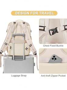 Multifunctional Travel Backpack, Waterproof, With Different Compartments, For School Or Travel - Army Green - View 3