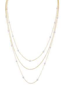 Fashionable And Elegant Long Autumn And Winter Elegant Faux Pearl Layered Women's Necklace, Geometric Sweater Chain Necklace