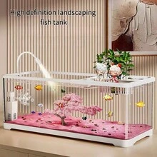 Large Landscaping Fish Tank, Home Desktop Aquarium With High Transparency, Turtle Tank With Cover, Stream Tank, Goldfish Tank