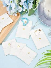 1/5/10pcs Faux Leather Jewelry Pouches With Snap Closure, Luxury Gift Bags For Earrings, Necklaces, Bracelets And Rings Storage - Multicolor - View 5