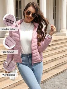 Risissida Women's Autumn Minimalist Hooded Cape Jacket - No Zipper Design, Practical Pockets - Baby Pink - View 1