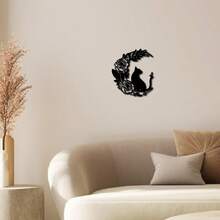 1 件铁艺月亮和黑猫金属剪影墙饰 - 黑色 - 查看 7