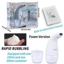 Automatic Foam Soap Dispenser, Touchless Hand Wash, Sunscreen Container, Dispenser, Sensor Soap Dispenser, Wall-Mounted Soap Dispenser, Outdoor, Indoor Home, Bathroom, Kitchen, Hotel, 340ml, Halloween Gift, Christmas Gift, Hydrating Mist, Moisturizing Mist, Spray, Essence Spray, Hyaluronic Acid Spray, Toner Spray, Hand Wash, Body Wash, Shampoo, Waterless Gel, Sunscreen Lotion