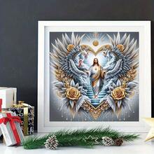 1 件耶稣圣心 5D 钻石画套装，主题钻石画艺术，手工 DIY 钻石画十字绣，无框墙面装饰，适用于客厅、卧室、办公室，令人惊喜的艺术礼物