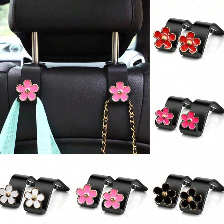2pcs Chrysanthemum Hooks For Car Seats, Hooks For Car Rear Seat Storage And Organization, Practical Products For Car Parts Storage, Hooks
