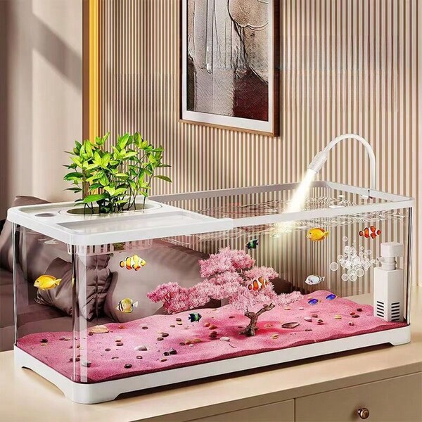 Großer Landschafts-Fischteich, Heim-Schreibtisch-Aquarium mit hoher Transparenz, Schildkröten-Becken mit Abdeckung, Strömungs-Becken, Goldfisch-Becken